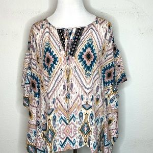 Jade By Johnny Was Blouse Silk Haya Poncho Top XS